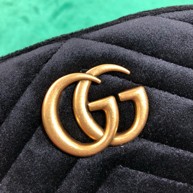 Gucci腰包 476434 古馳原單新款 古奇GG Marmont天鵝絨女士腰包  gqy2368